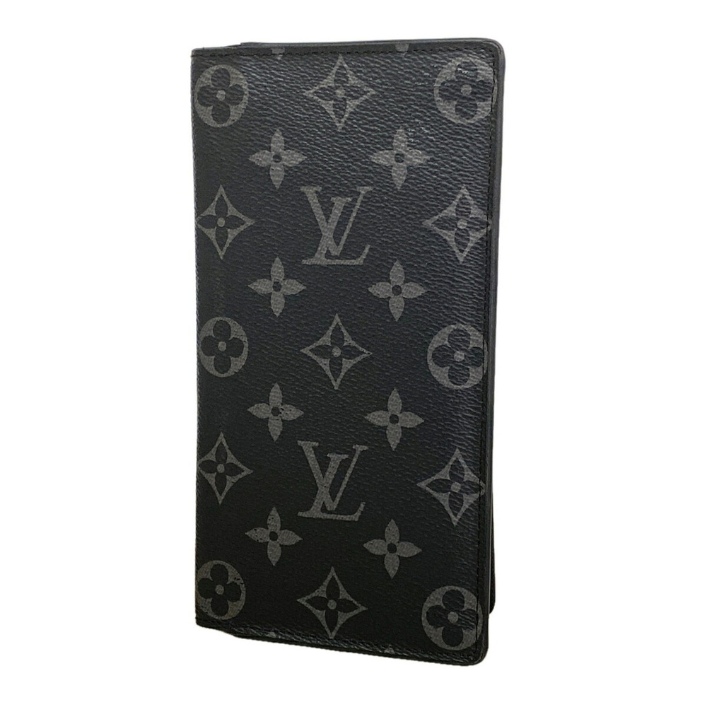 Louis Vuitton Monogram Eclipse Portefeuille Brazza Long Wallet M61697 Black M...